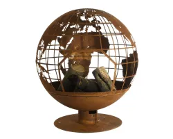Braséro boule découpe laser motif carte du monde