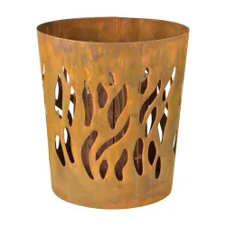 Brasero Corbeille Rouille Décor Flammes - Esschert Design
