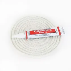 Joint Rond Tressé Blanc - Diamètre 5 Mm Pour Poele À Bois - Vendu Par 2.50M + Colle