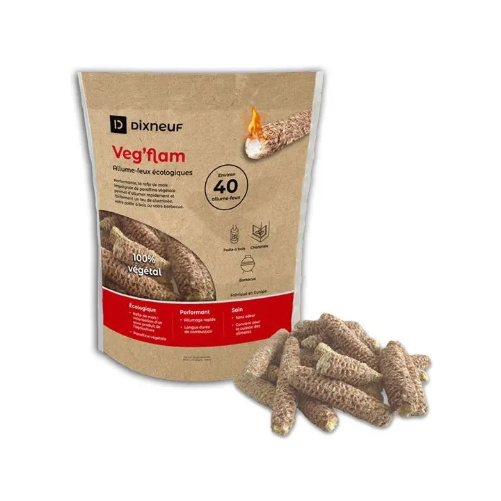 Sachet 40 Rafles De Maïs Veg' Flam Soufflets & Allume-feu - Ersho