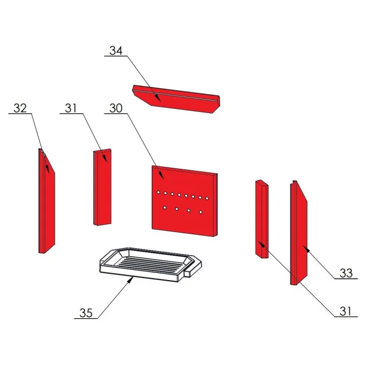 Revêtement de chambre de combustion pour le poêle Fireplace Trondol