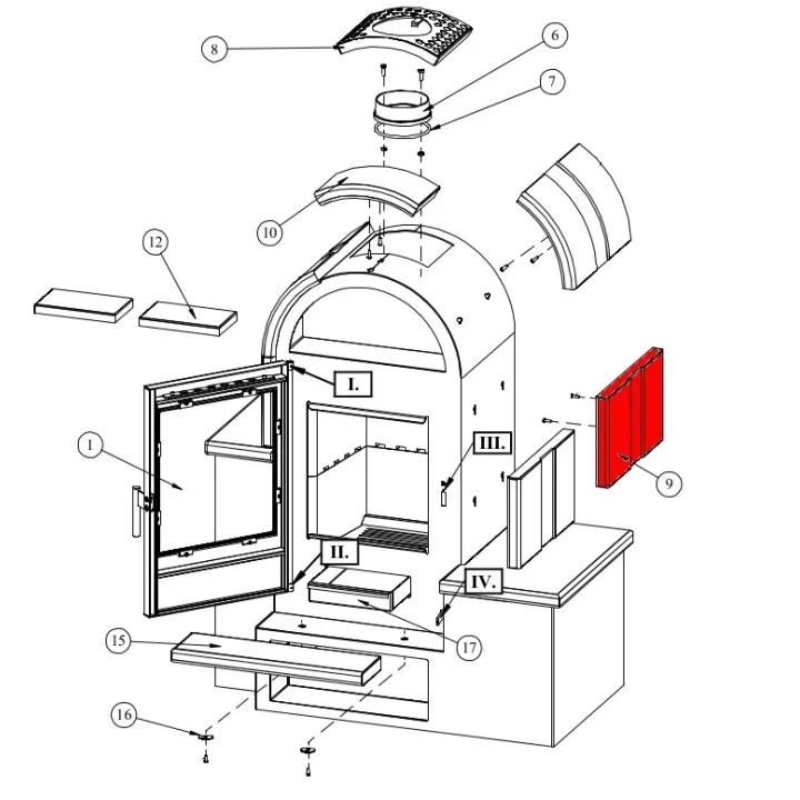 Habillage latéral droit milieu pour le poêle Fireplace Serena