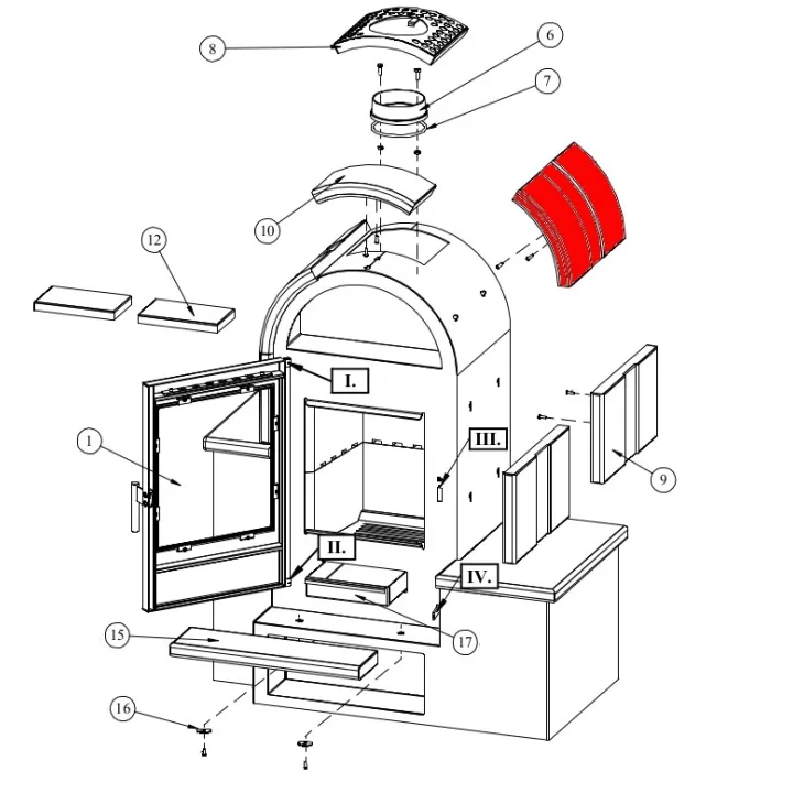 Habillage latéral droit haut pour le poêle Fireplace Serena