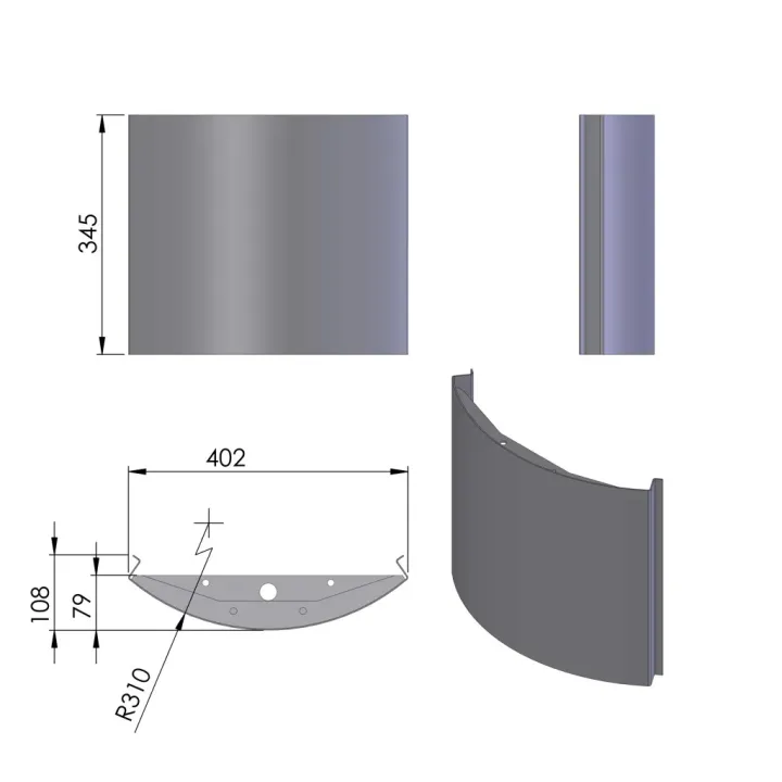 Pièce détachée Termatech Paroi frontale réf 09-638 - Ersho