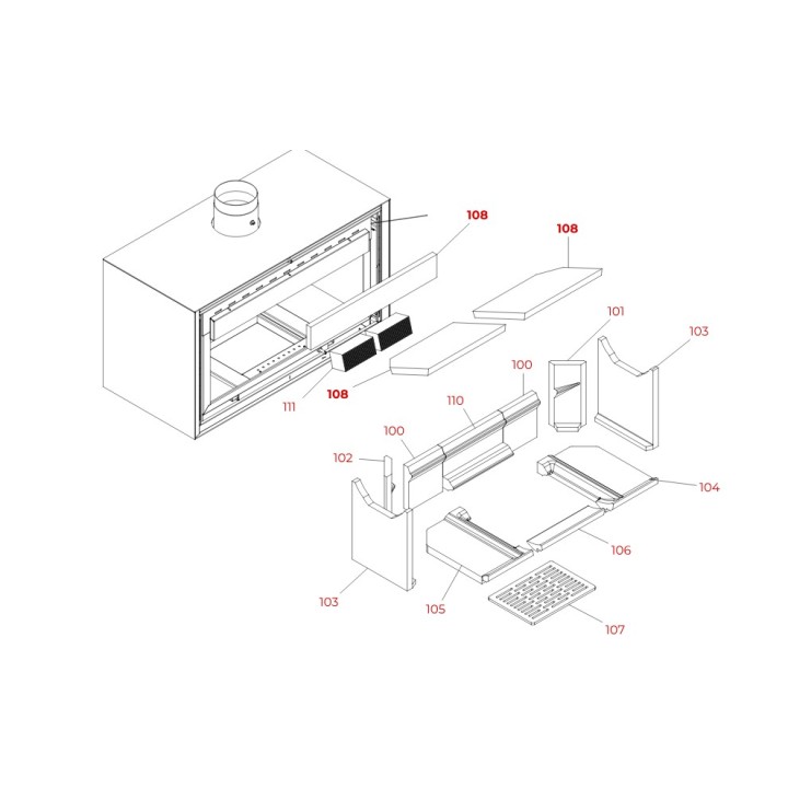 Pièce détachée Palazzetti Réfractaires Superieurs -ref 895743540 - Ersho