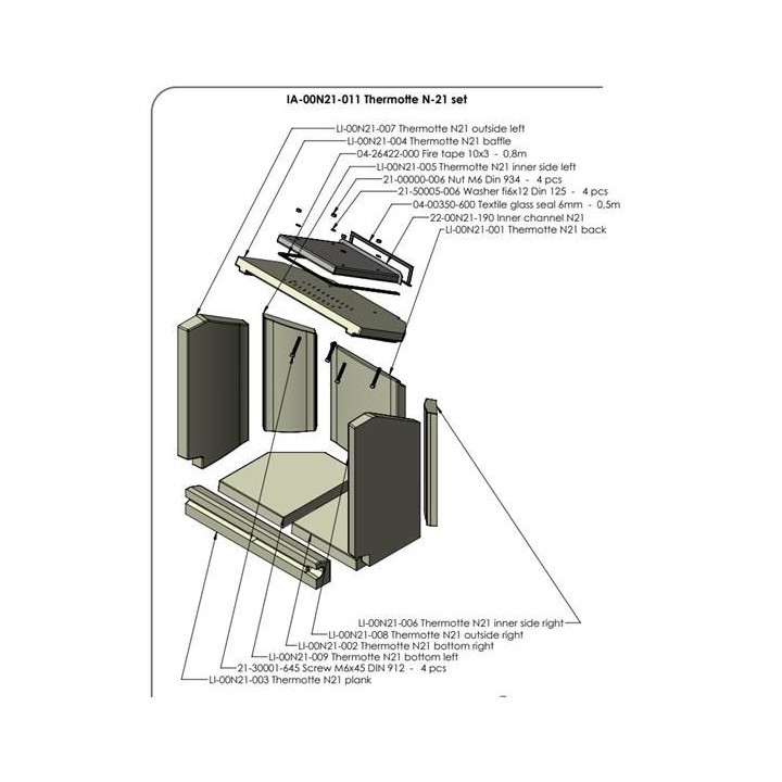 THERMOTTE KIT COMPLET pour Poêle à bois Nordpeis - Réf IA-00N21-011