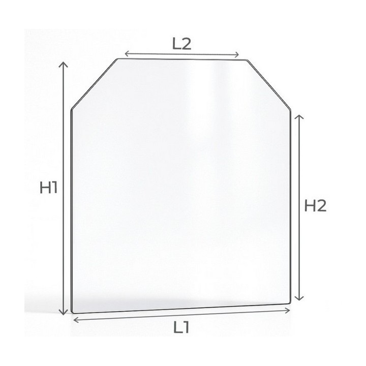 VVitre De Porte à 2 pans coupés 400/185 x 203.5/172 x 3 mm - Supra Réf 24290 poeles à bois - Ersho