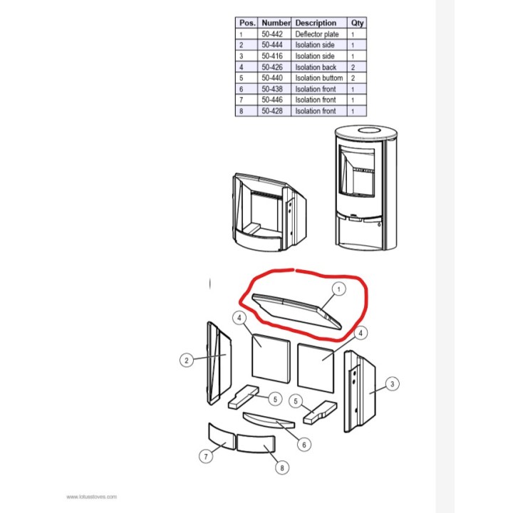 Déflecteur 9000 Lotus - réf 15547 pour poeles à bois Lotus - Ersho Distribution