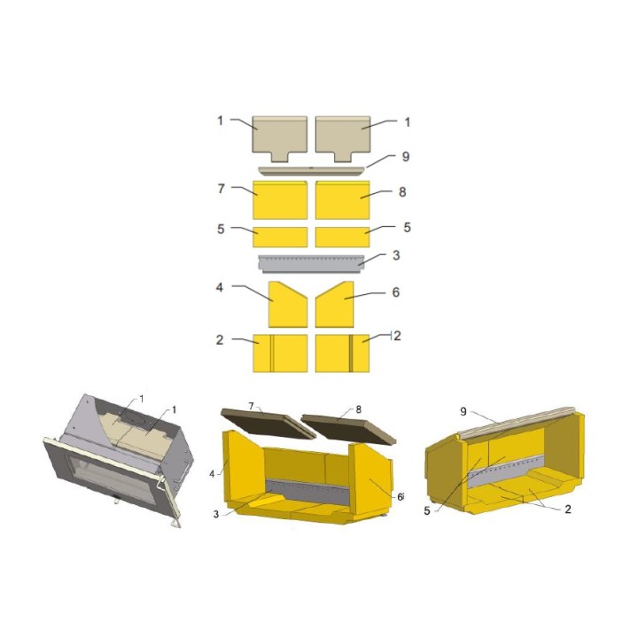 Déflecteur partie gauche en chamotte pour Poêle à bois Max Blank - Réf 945410-8-911