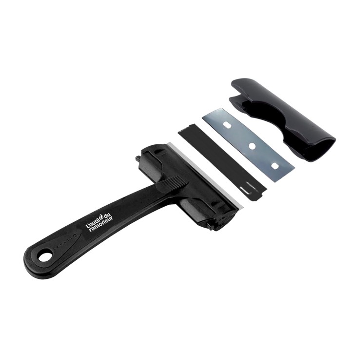 Grattoir et lames pour vitres de poêle