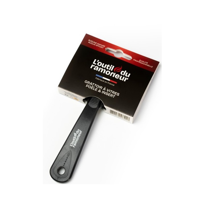 Grattoir et lames pour vitres de poêle