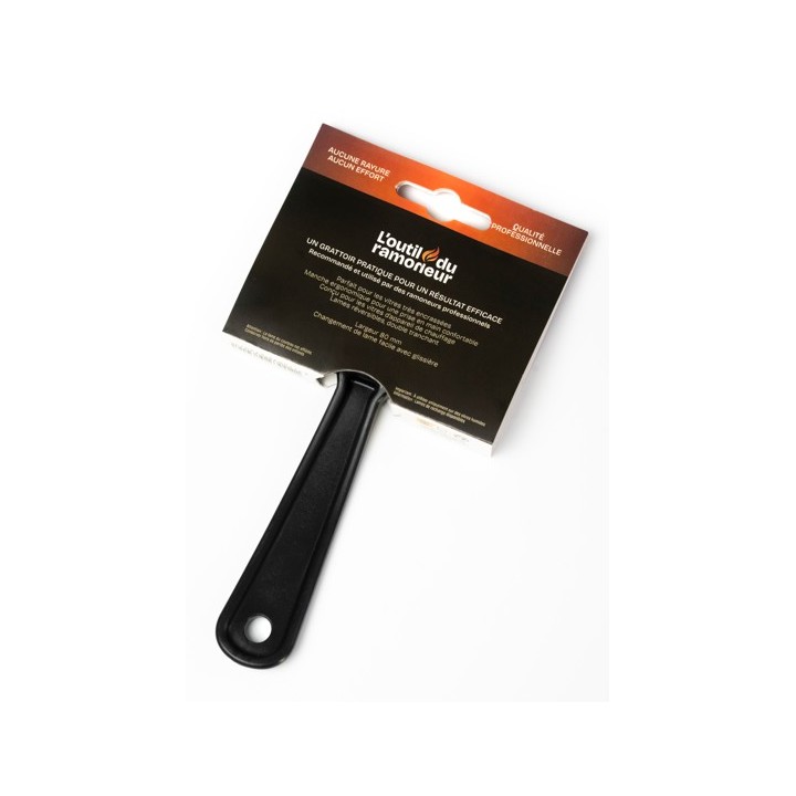 Grattoir et lames pour vitres de poêle