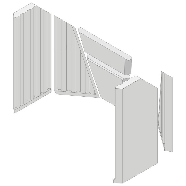 Revêtement de chambre de combustion en céramique en 6 pièces pour Poêle à bois Hark - Réf ETSTO0605028