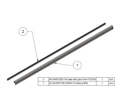 PROFILE ACIER NOIR et JOINT POUR VITRE DE PORTE pour Poêle à bois Nordpeis - Réf SA-QUADR-710