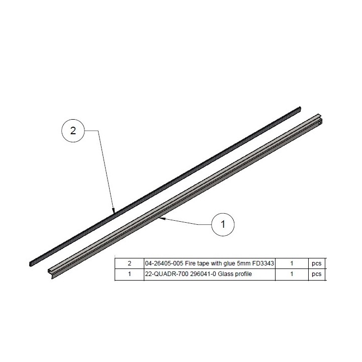 PROFILE ACIER NOIR et JOINT POUR VITRE DE PORTE pour Poêle à bois Nordpeis - Réf SA-QUADR-710