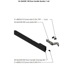 POIGNEE PORTE KIT POUR 1 pour Poêle à bois Nordpeis - Réf SA-QUADR-140