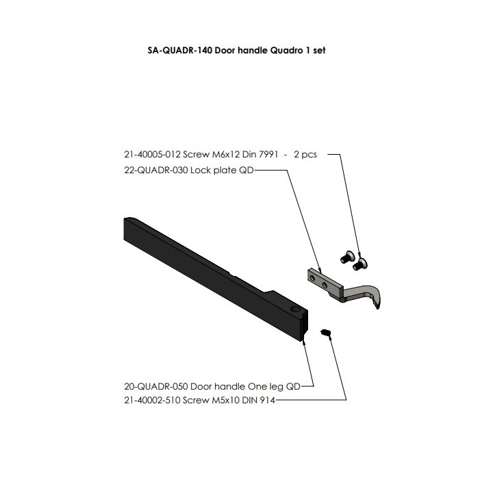 POIGNEE PORTE KIT POUR 1 pour Poêle à bois Nordpeis - Réf SA-QUADR-140