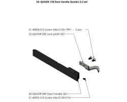 POIGNEE PORTE KIT POUR 2,3 / S31A pour Poêle à bois Nordpeis - Réf SA-QUADR-150