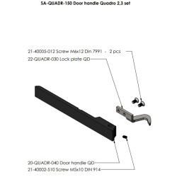 POIGNEE PORTE KIT POUR 2,3 / S31A pour Poêle à bois Nordpeis - Réf SA-QUADR-150