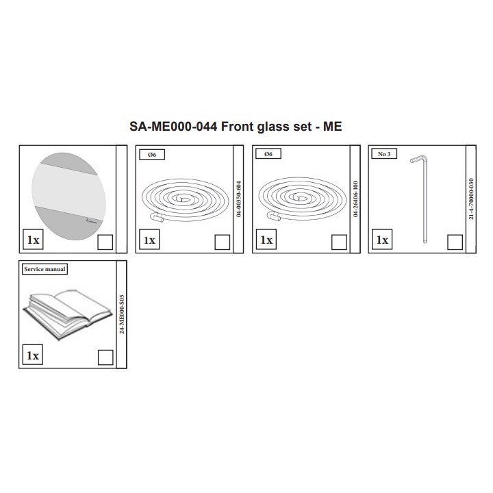 KIT VITRE DE PORTE pour Poêle à bois Nordpeis Me - Réf SA-ME000-044