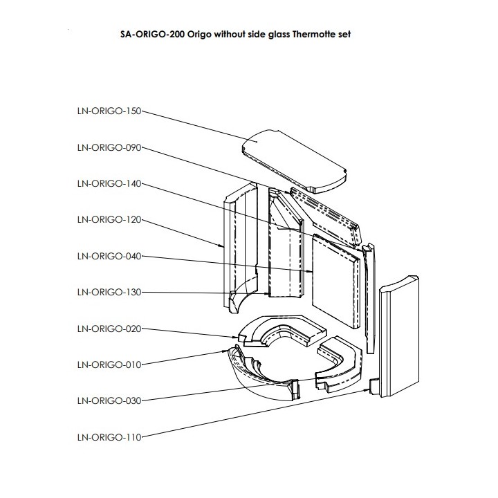THERMOTTE KIT COMPLET SANS VITRE LATERALE pour Poêle à bois Nordpeis - Réf SA-ORIGO-200