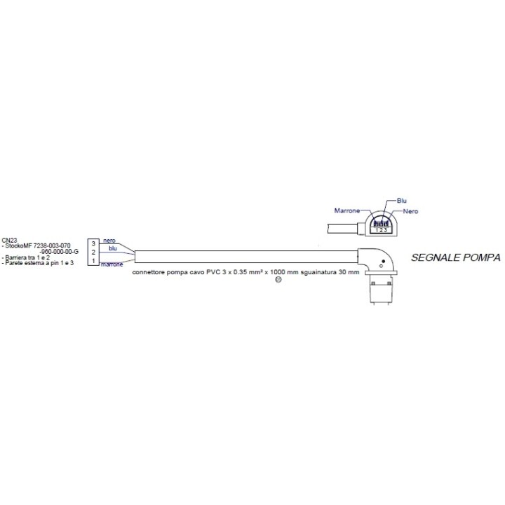 Câble 90° PWM circulateur pour Poêle à granulés Mcz - Réf 41452020100