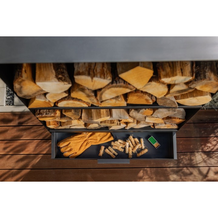 Porte-bûches «VENTO» 120x40x30cm pour Cook King - Réf 333245