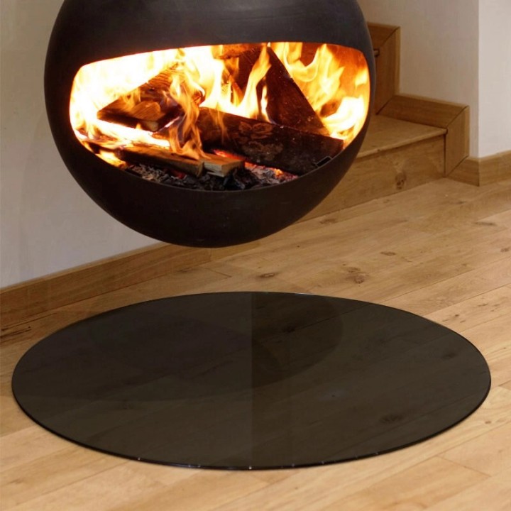 Plaque De Sol Verre Rond Laqué Noir Ø1000Mm - Ersho