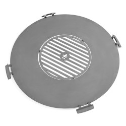 Plaque en acier inox pour Brasero 78 cm avec une grille 37 cm et 4 poignées - Réf 222411