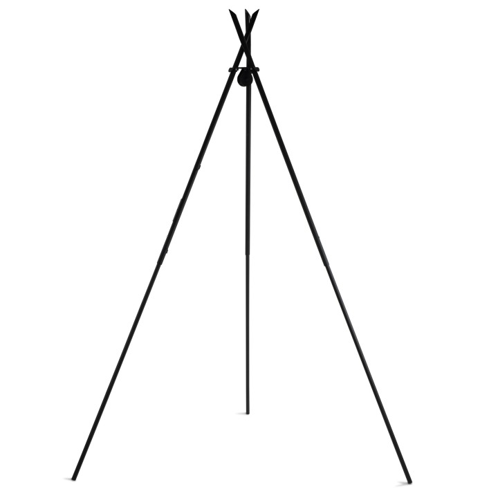 Barbecue 2 Grilles de Cuisson suspendu «TIPI» sur Trépied 210 cm – en acier inox 80 cm et 40 cm pour Cook King - Réf 111449