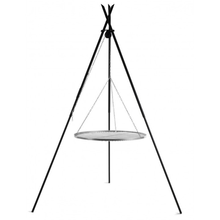 Barbecue Grille de Cuisson suspendu «TIPI» sur Trépied 210 cm – en acier inox 80 cm pour Cook King - Réf 111445