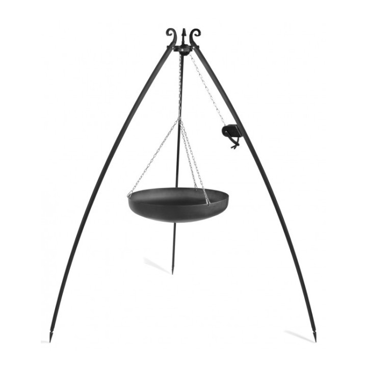 Wok trépied de 200 cm avec treuil et wok en acier naturel de 70 cm pour Cook King - Réf 111026