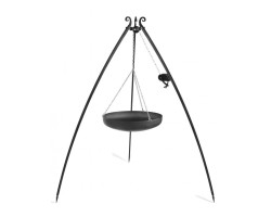 Wok trépied de 200 cm avec treuil et wok en acier naturel de 60 cm pour Cook King - Réf 111025