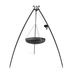 Wok trépied de 200 cm avec treuil et wok en acier naturel de 60 cm - Réf 111025