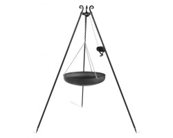 Wok trépied de 180 cm avec treuil et wok en acier naturel de 60 cm pour Cook King - Réf 111020