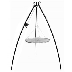 Gril trépied de 200 cm avec treuil et grille en acier inoxydable de 80 cm - Réf 21378