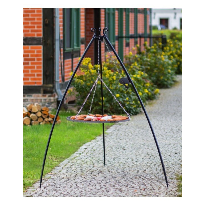 Gril trépied de 200 cm avec treuil et grille en acier inoxydable de 60 cm pour Cook King - Réf 21376