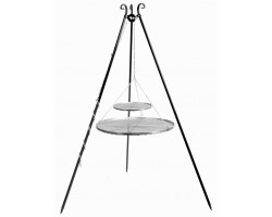 Barbecue 2 Grilles de Cuisson suspendu sur Trépied 180 cm – en acier 80 cm et 40 cm pour Cook King - Réf 112441