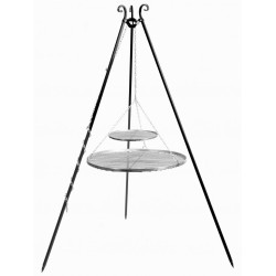 Barbecue 2 Grilles de Cuisson suspendu sur Trépied 180 cm – en acier 70 cm et 40 cm - Réf 112440