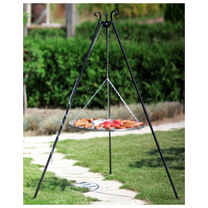 Barbecue Grille de Cuisson suspendu sur Trépied 180 cm – en acier inox 60 cm pour Cook King - Réf 111002