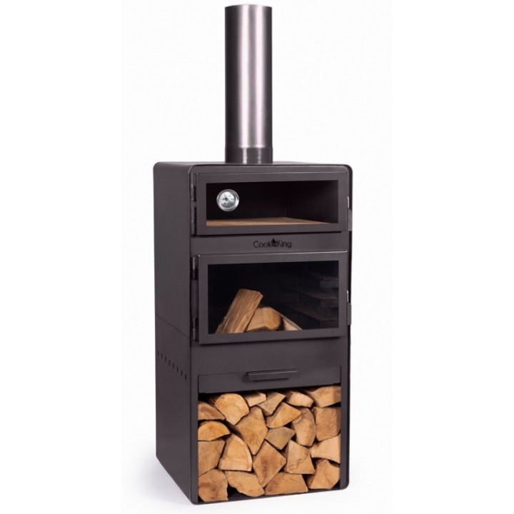 Cheminée d'extérieur «VENTO» avec four et doubles vitres trempées pour Cook King - Réf 111501DG