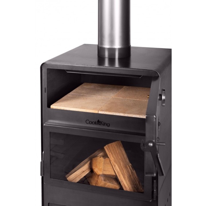 Cheminée d'extérieur «VENTO» avec four et doubles vitres trempées pour Cook King - Réf 111501DG