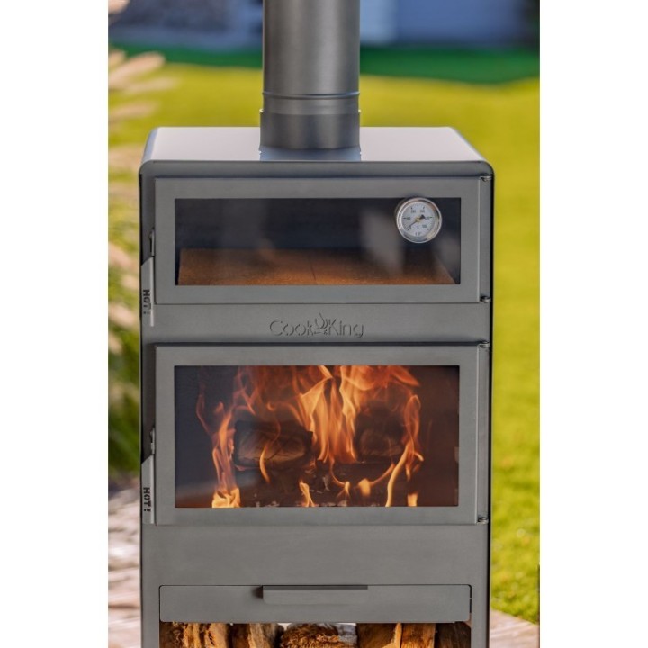 Cheminée d'extérieur «VENTO» avec four et doubles vitres trempées pour Cook King - Réf 111501DG