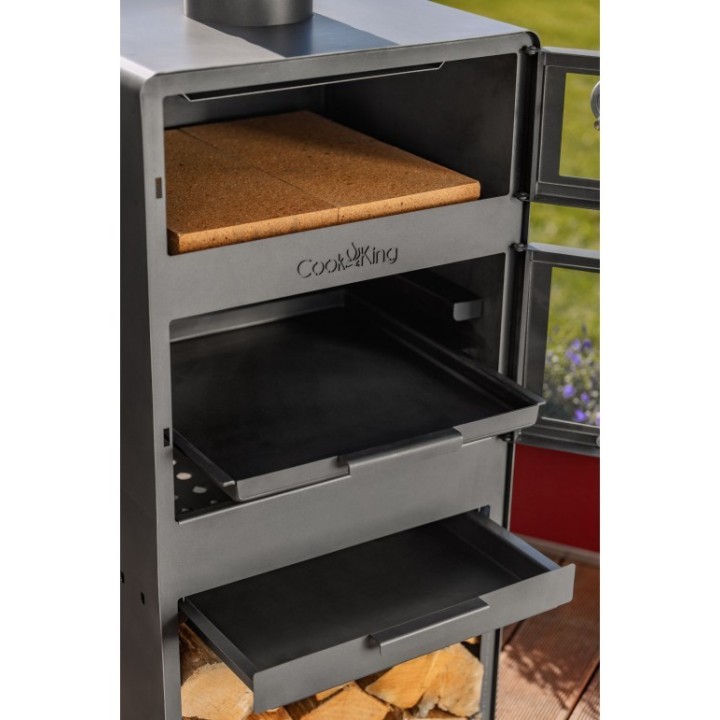 Cheminée d'extérieur «VENTO» avec four et doubles vitres trempées pour Cook King - Réf 111501DG