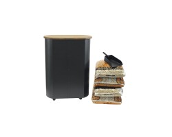 Coffre à pellet à roulettes noir POLIS - Réf 5650504GL