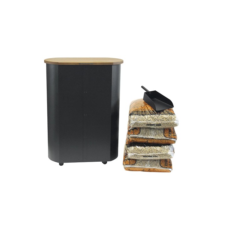 Coffre à pellet à roulettes noir POLIS - Réf 5650504GL