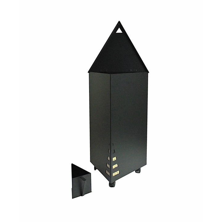 Coffre à pellet à roulettes avec pelle noir MIRA - Réf 5650157H65