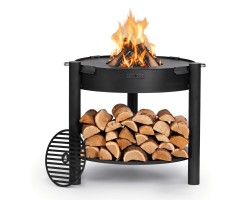 ENSEMBLE : Brasero de jardin haut « MONTANA » 80 cm avec plaque de cuisson 78 cm (4 poignées) et grille de cuisson 37 cm pour Co