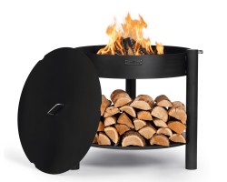 ENSEMBLE : Brasero de jardin haut « MONTANA » 80 cm avec couvercle 82 cm pour Cook King - Réf 111363/111305