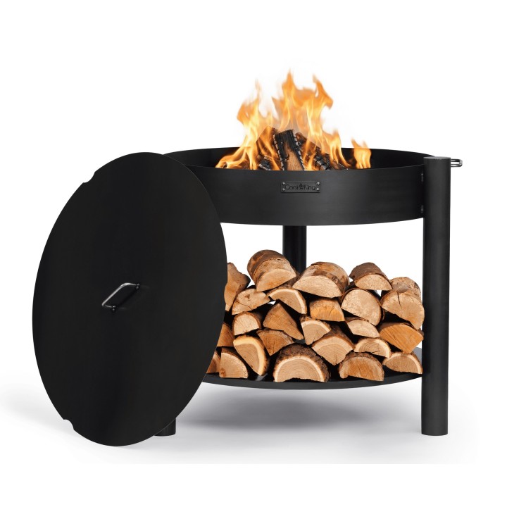 ENSEMBLE : Brasero de jardin haut « MONTANA » 80 cm avec couvercle 82 cm pour Cook King - Réf 111363/111305